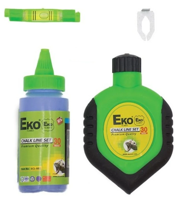 چاک لاین 30 متری با پودر رنگی و آب تراز اکو مدل EKO ECL-02